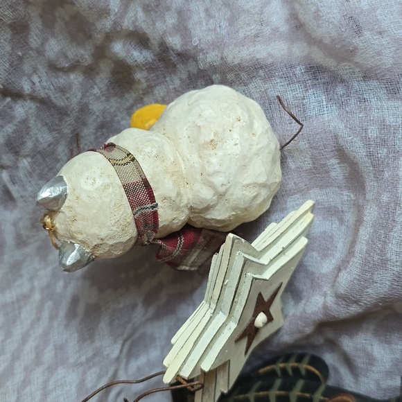 PRIMITIVE Rustic Cat Decor Fall Holiday Ornaments Lot of 3 Star - Picture 5 of 7